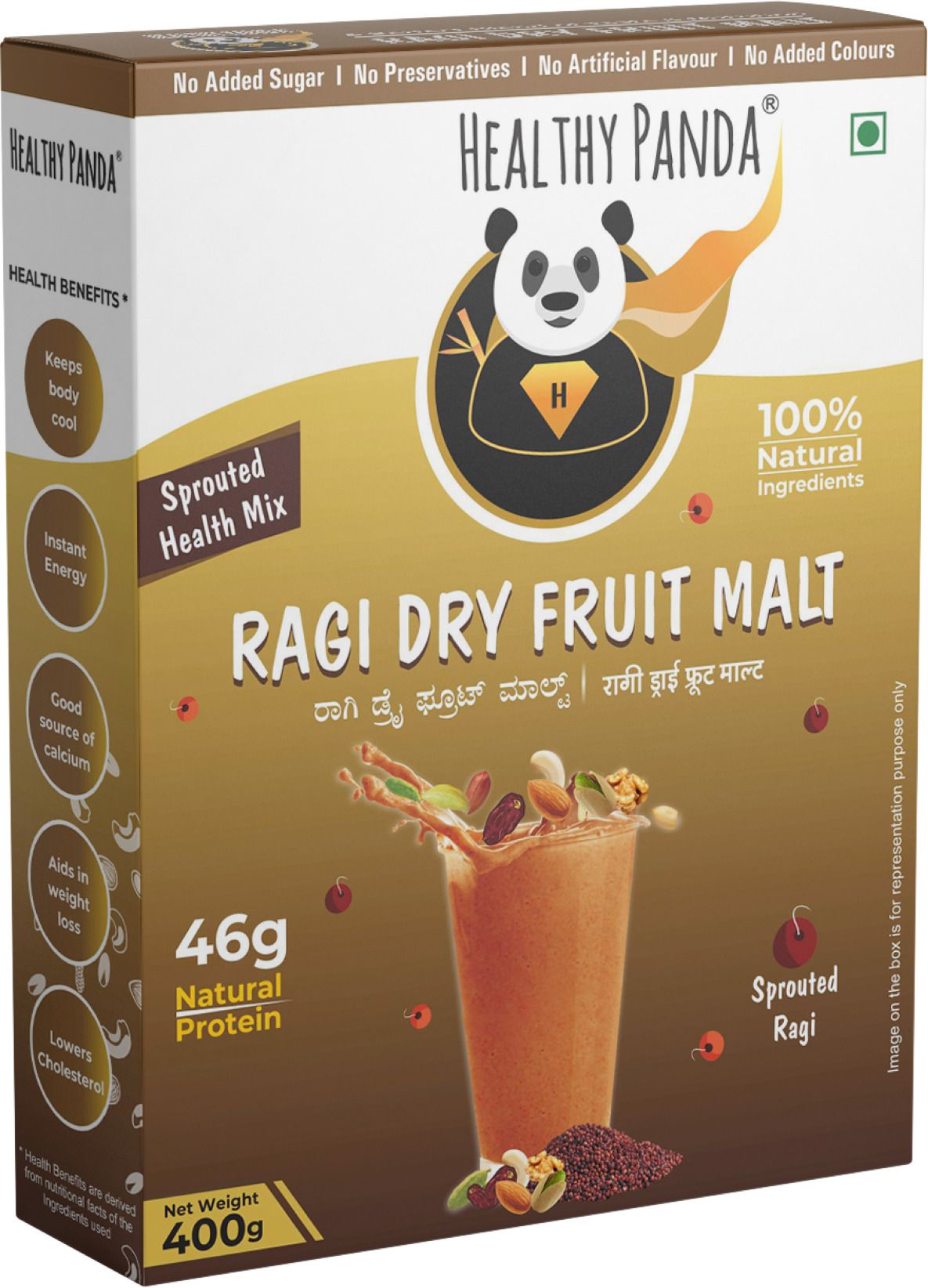 healthy panda Sugar free - Sprouted Ragi dry fruit health drink for adults - women & kids-picture-18