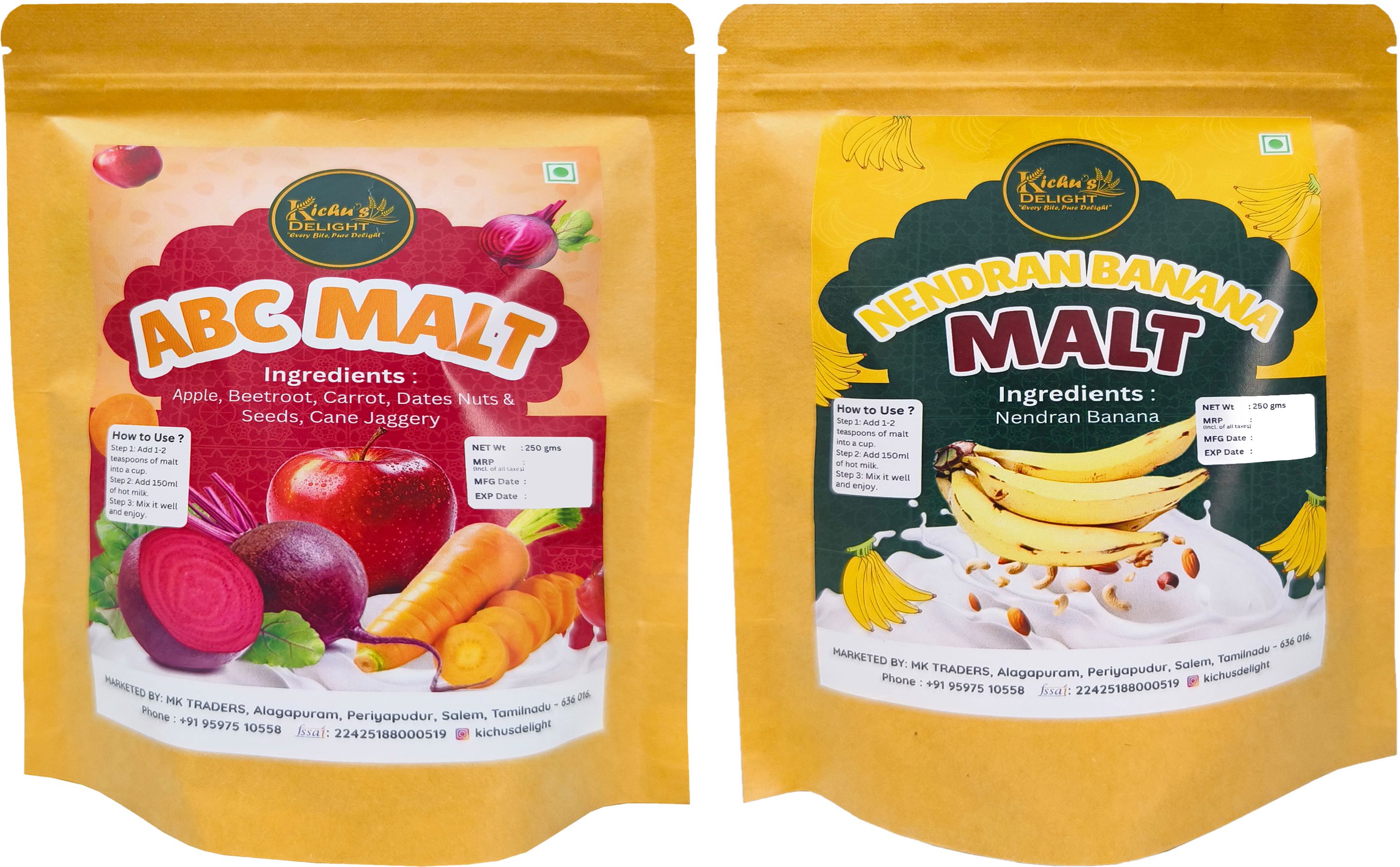 kichusdelight ABC Malt Health Drink Powder+ Nenthra Banana Powder Mix-picture-27