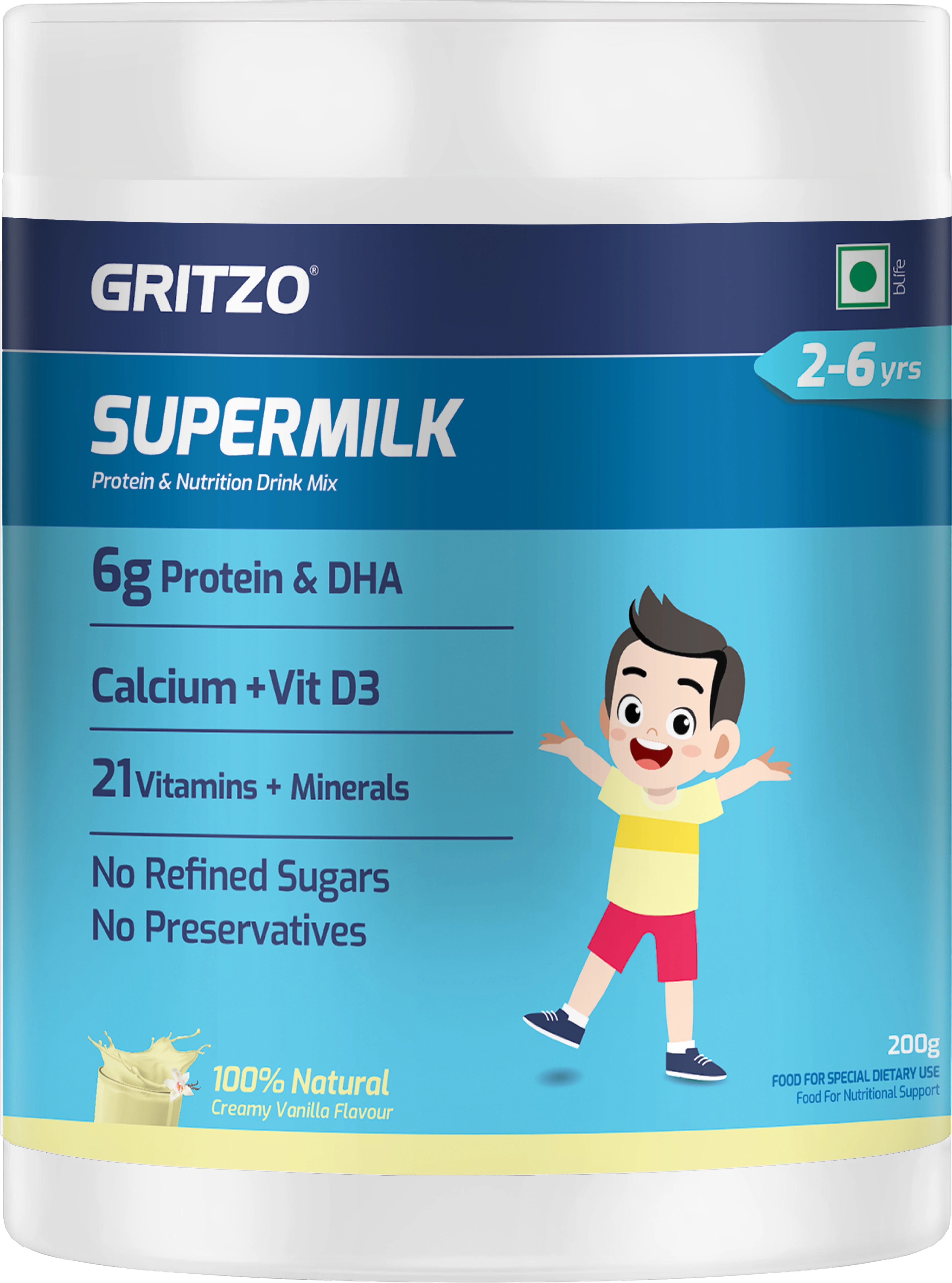 SuperMilk Daily Nutrition (2-6y), 6g Protein, Creamy Vanilla