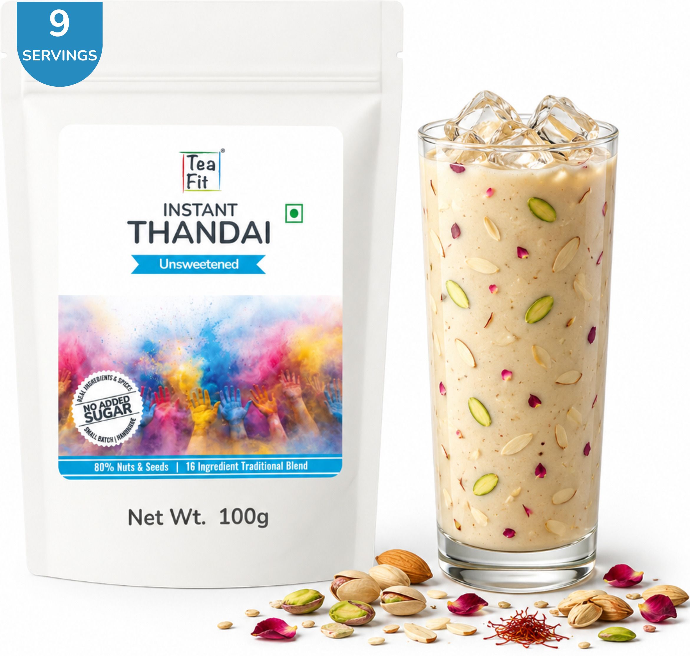 teafit Zero Sugar Thandai Powder 16-Ingredient Nut & Spice Blend, 18 Servings Mix-picture-9