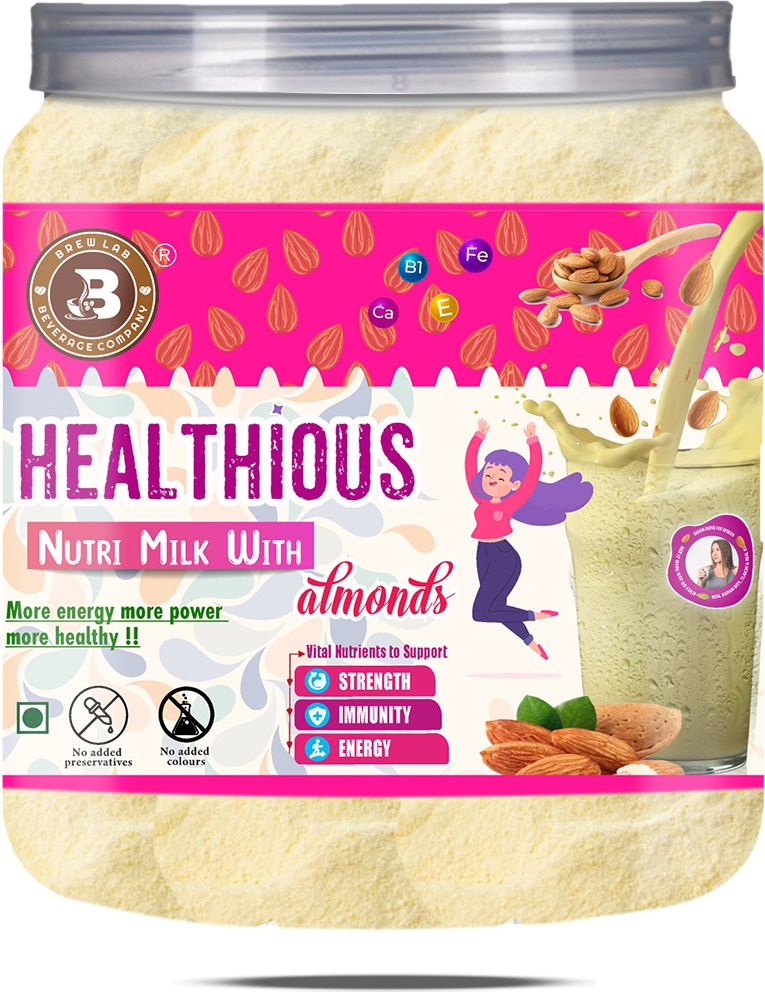 brew lab Healthious Nutri milk With Almonds Bits Perfect Drink For Women Immunity Booster-picture-29