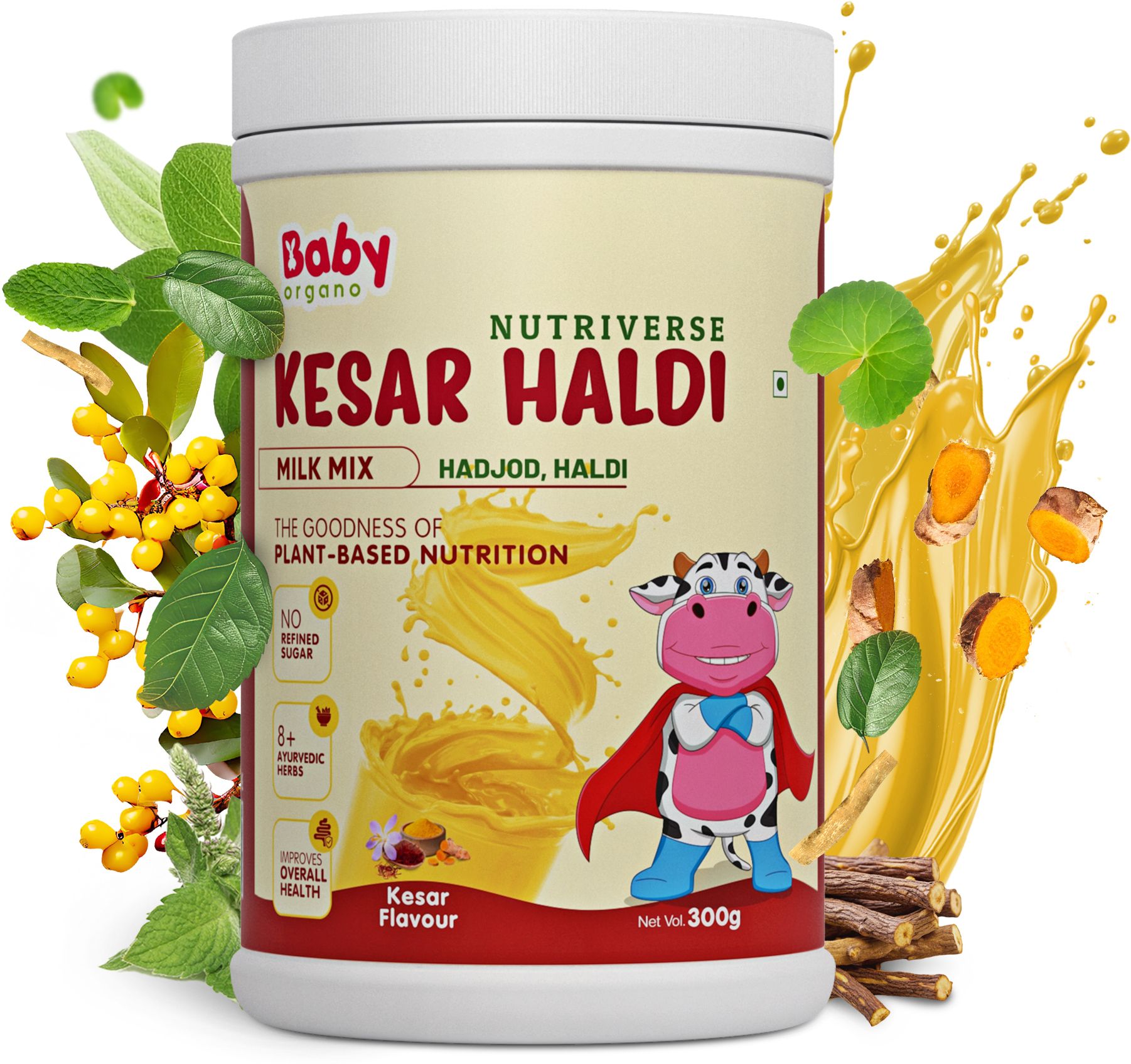 Nutriverse Kesar Haldi Milk Mix 300gm for 2-6 Years Kids | Kesar Milk-image-3