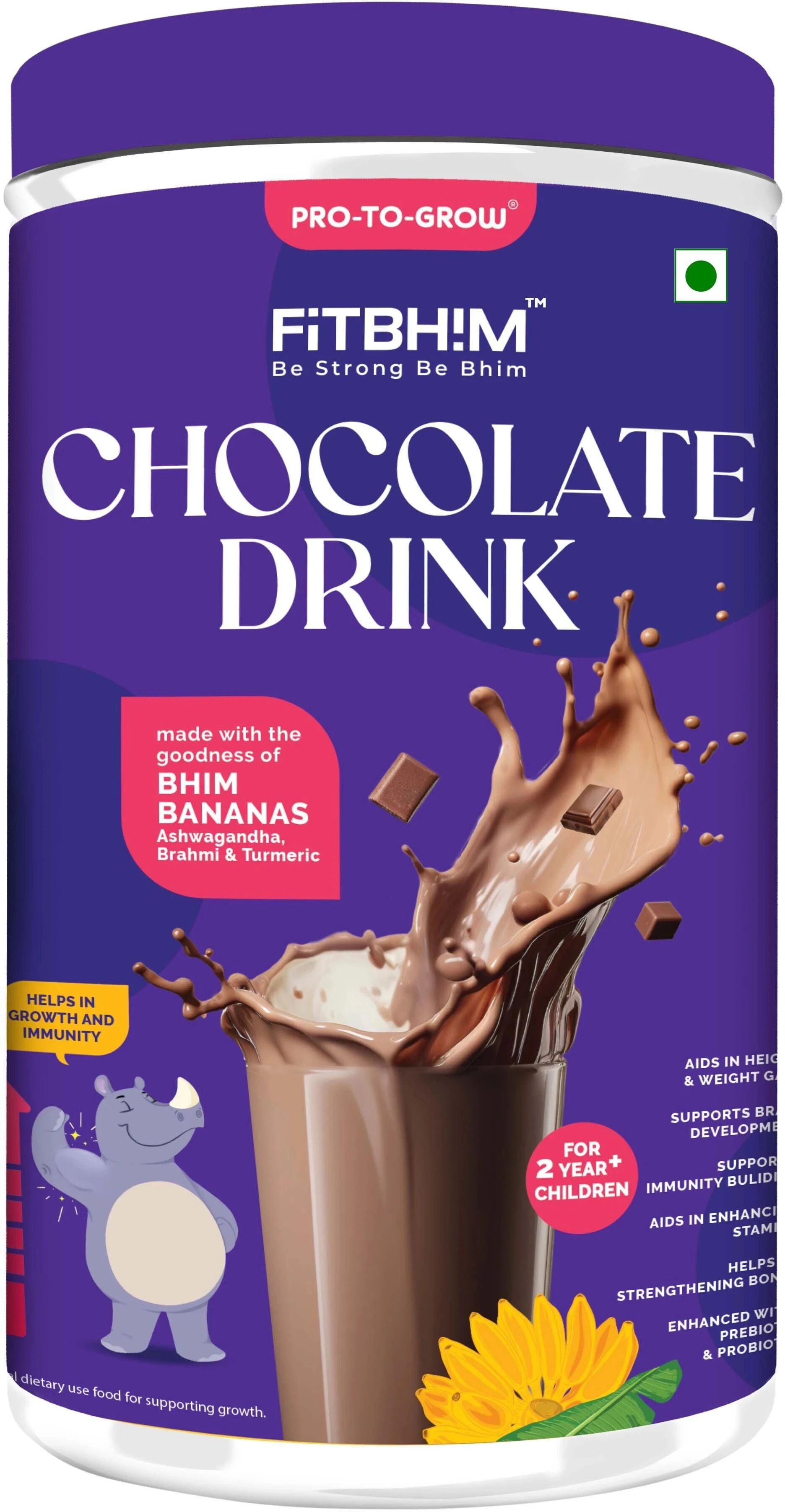pro-to-grow Fitbhim Chocolate Drink with Bhim Banana,for kid's growth,Pack of 1-picture-31