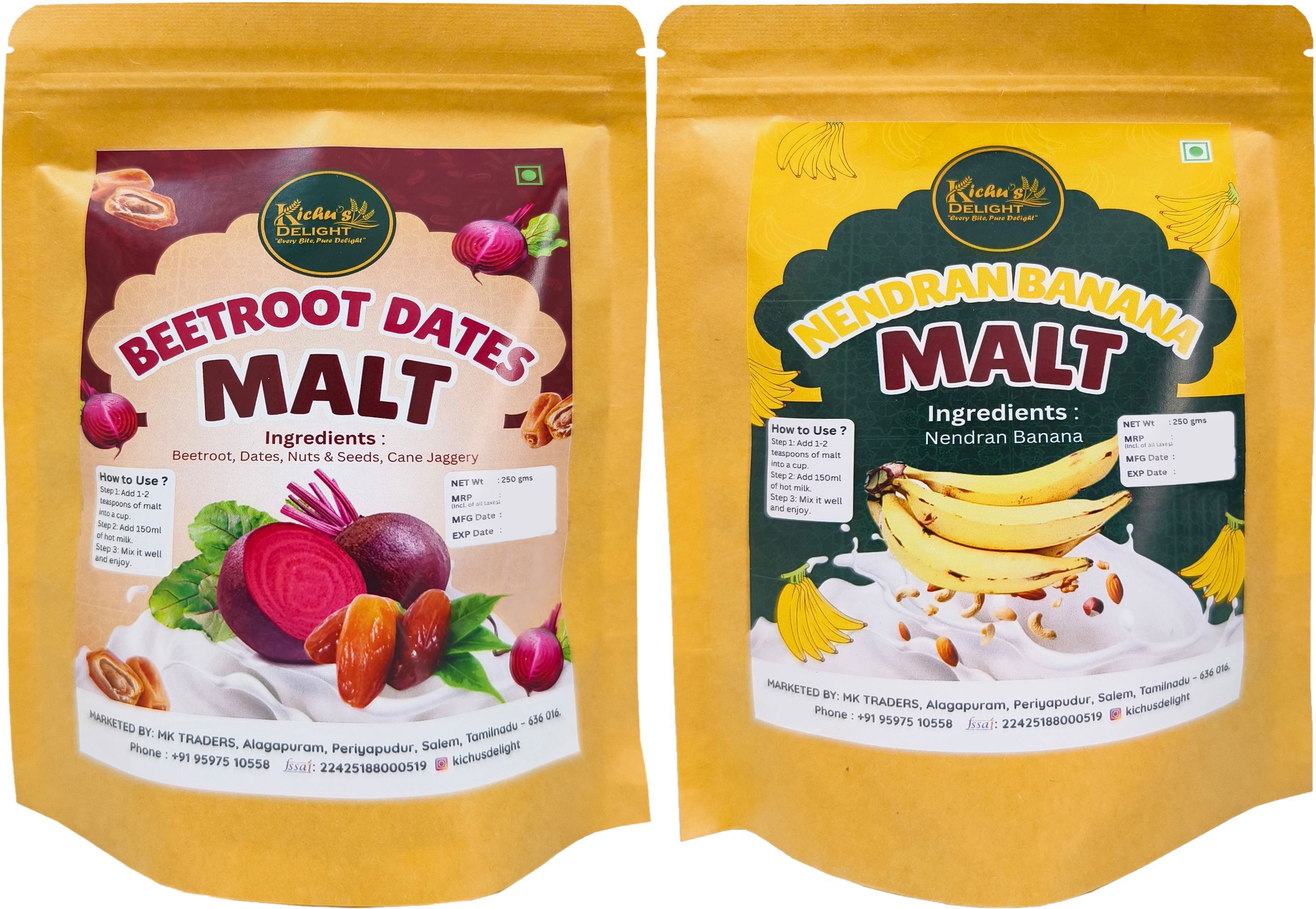 kichusdelight Nendran Banana Powder & Beetroot Dates Malt| Nutrient-Rich Health Drink Mix-picture-40