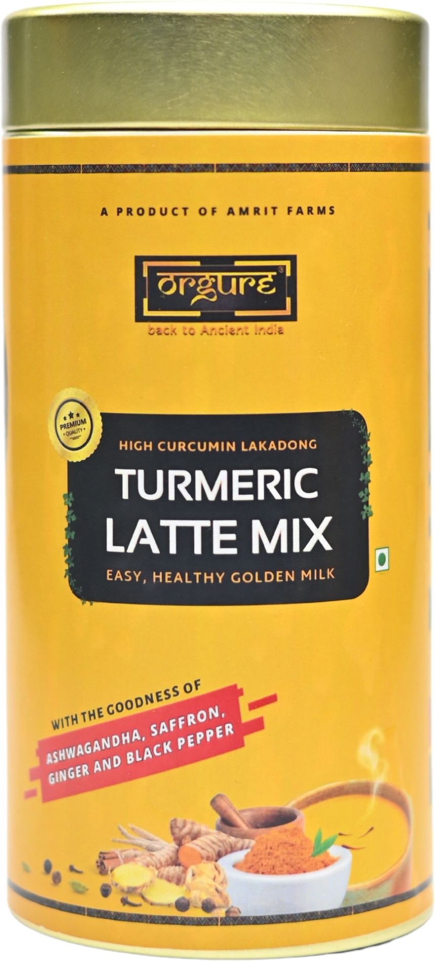 orgure High Curcumin Lakadong Turmeric Latte Mix, Ayurvedic, Instant Golden Milk Mix-picture-45