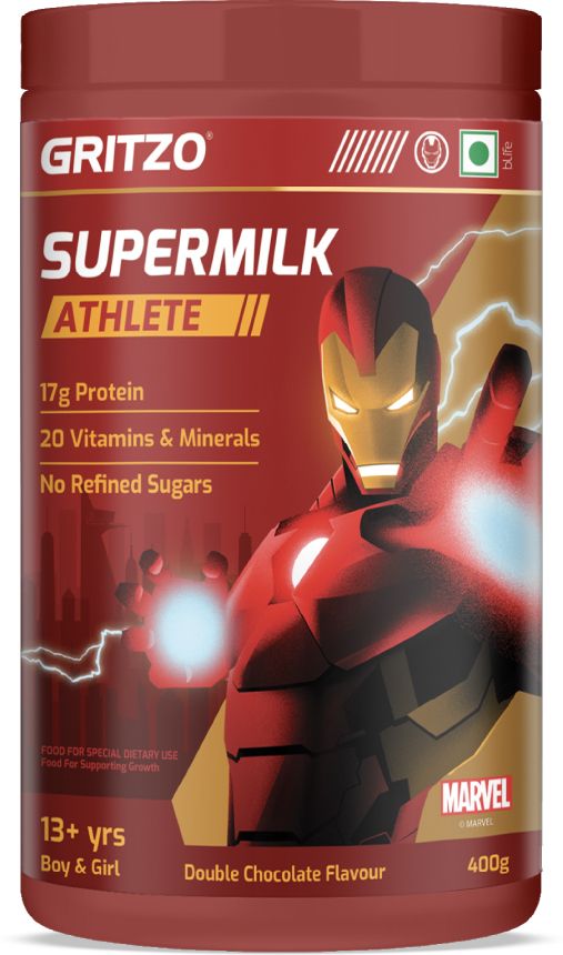 gritzo SuperMilk Athlete Iron Man (13+y Boy & Girl), 17g Protein, Double Chocolate-picture-1