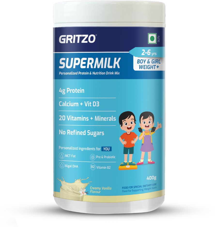 gritzo SuperMilk Weight+ (2-6y Boy & Girl), 4g Protein Powder, Creamy Vanilla-picture-4