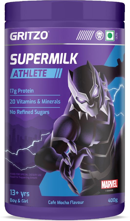 gritzo SuperMilk Athlete Black Panther (13+y Boy & Girl), 17g Protein, Cafe Mocha-picture-2