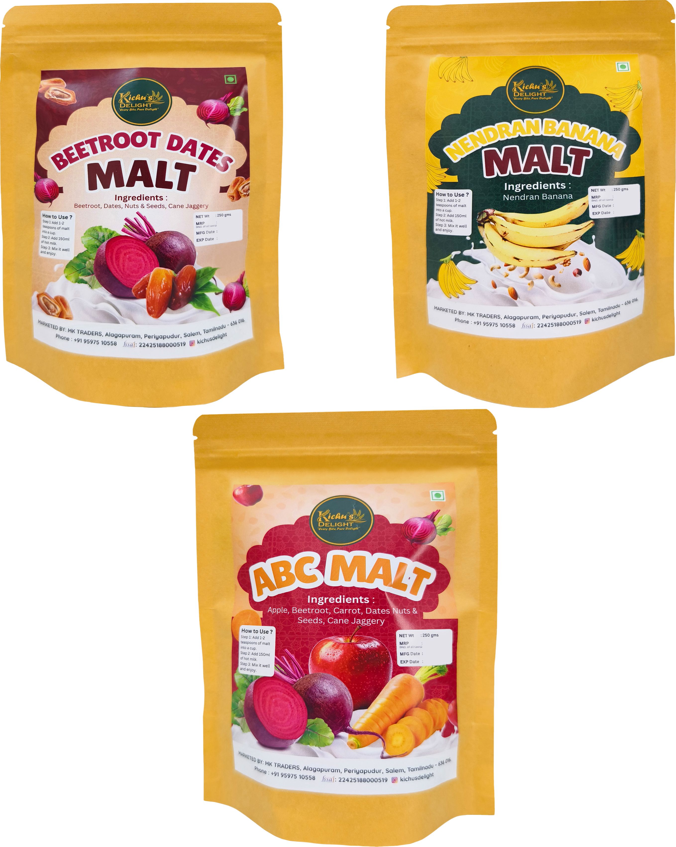 kichusdelight ABC Malt Health Drink Powder + Nenthra Banana Powder + Beetroot Dates Malt Combo-picture-43
