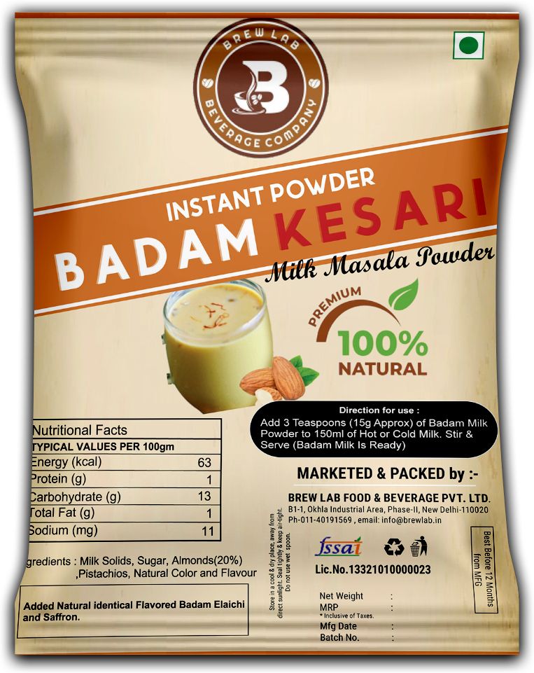 brew lab Badam Kesari Instant Powder | Instant Drink Mix With Real Badam Bits |-picture-22