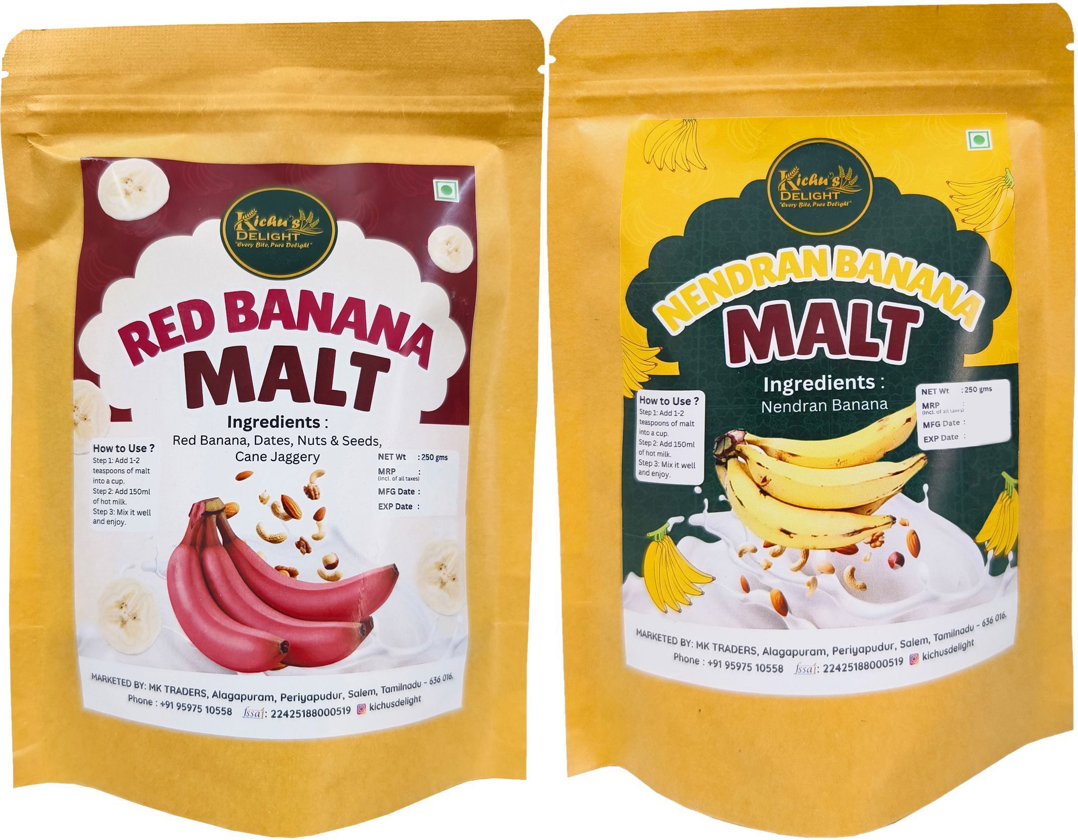 kichusdelight Nenthra Banana Powder & Red Banana Malt Combo | Natural Health Drink Mix-picture-33