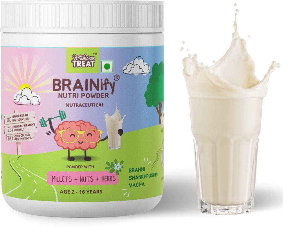 trick or treat BRAINIFY Nutrition Drink Powder for Kids & Teens | 7 Herbs | Vanilla Flavour-picture-27