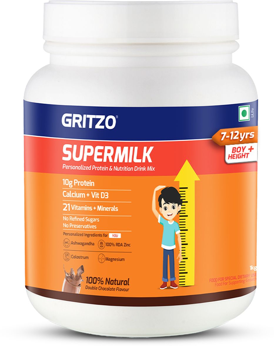 gritzo SuperMilk Height+ (7-12y Boys), 10g Protein (Double Chocolate)-picture-40