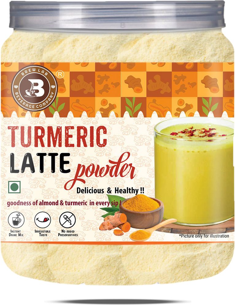 brew lab Turmeric Latte Powder | Kids Favourite Drink Goodness Of Almonds & Turmeric |-picture-24