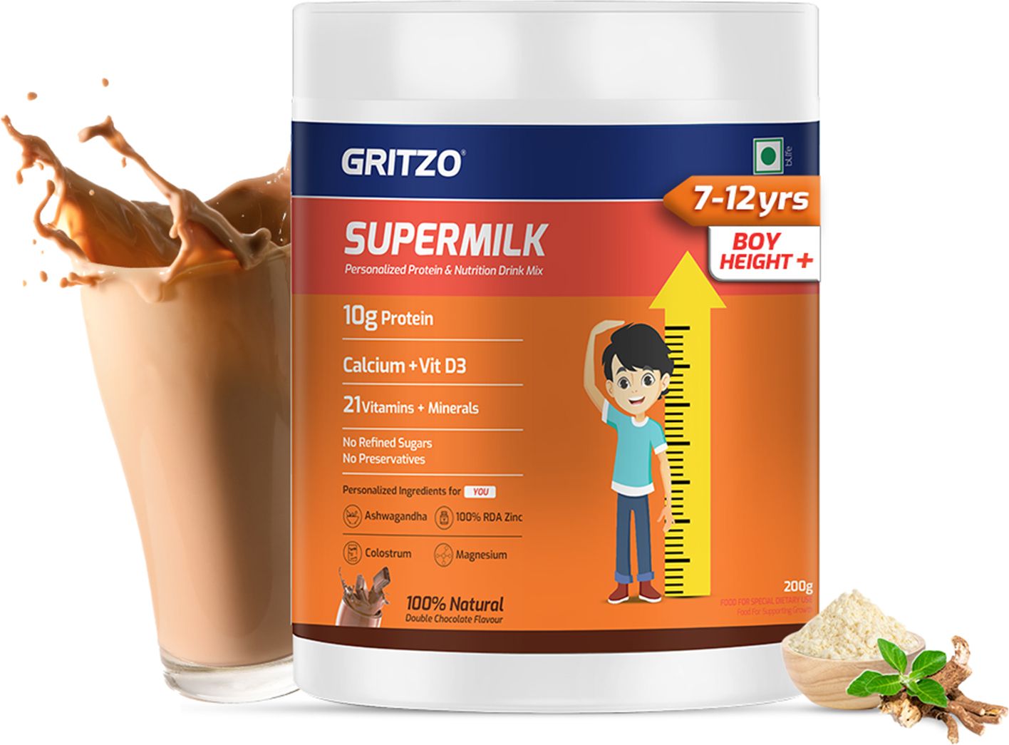 SuperMilk Height+ (7-12y Boys),10g Protein, Double Chocolate-image-19