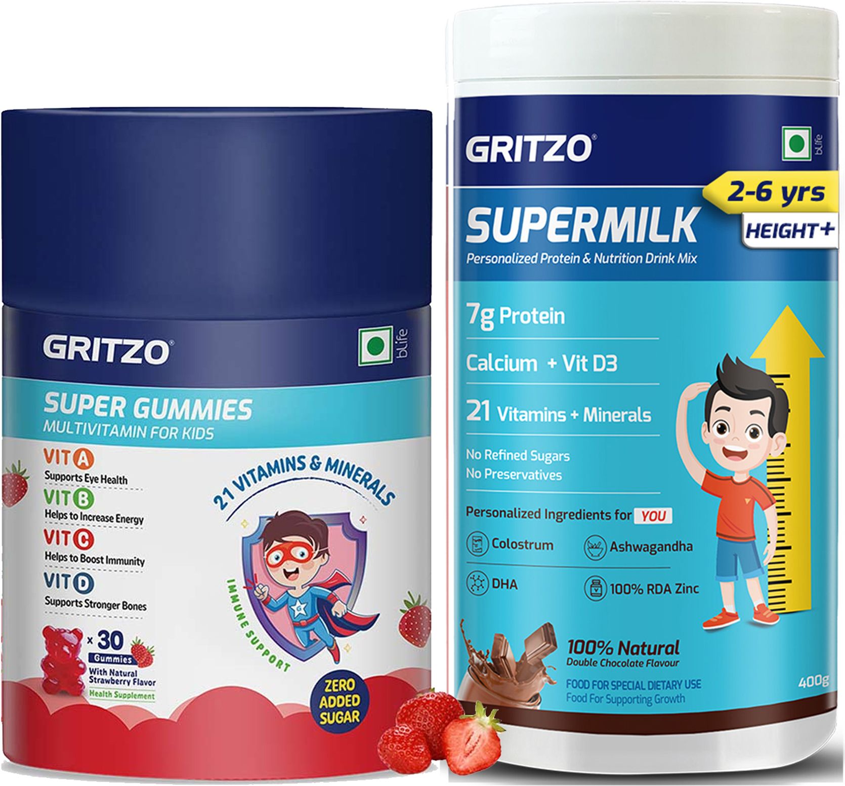 gritzo SuperMilk Height+ (2-6y Kids), 7g Protein with Super Gummies-picture-27