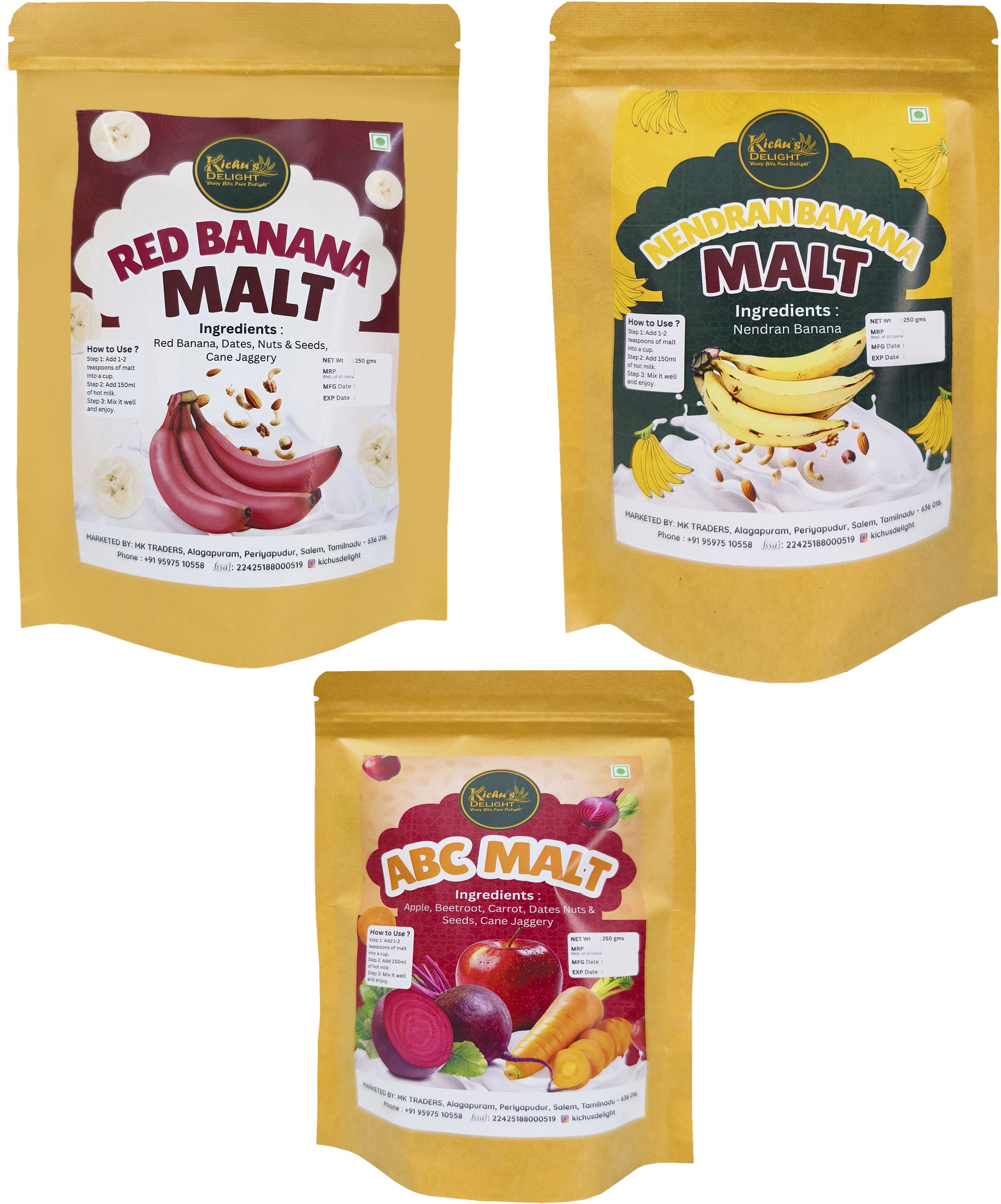 kichusdelight ABC Malt + Red Banana Malt + Nenthra Banana Powder Combo Pack-picture-48