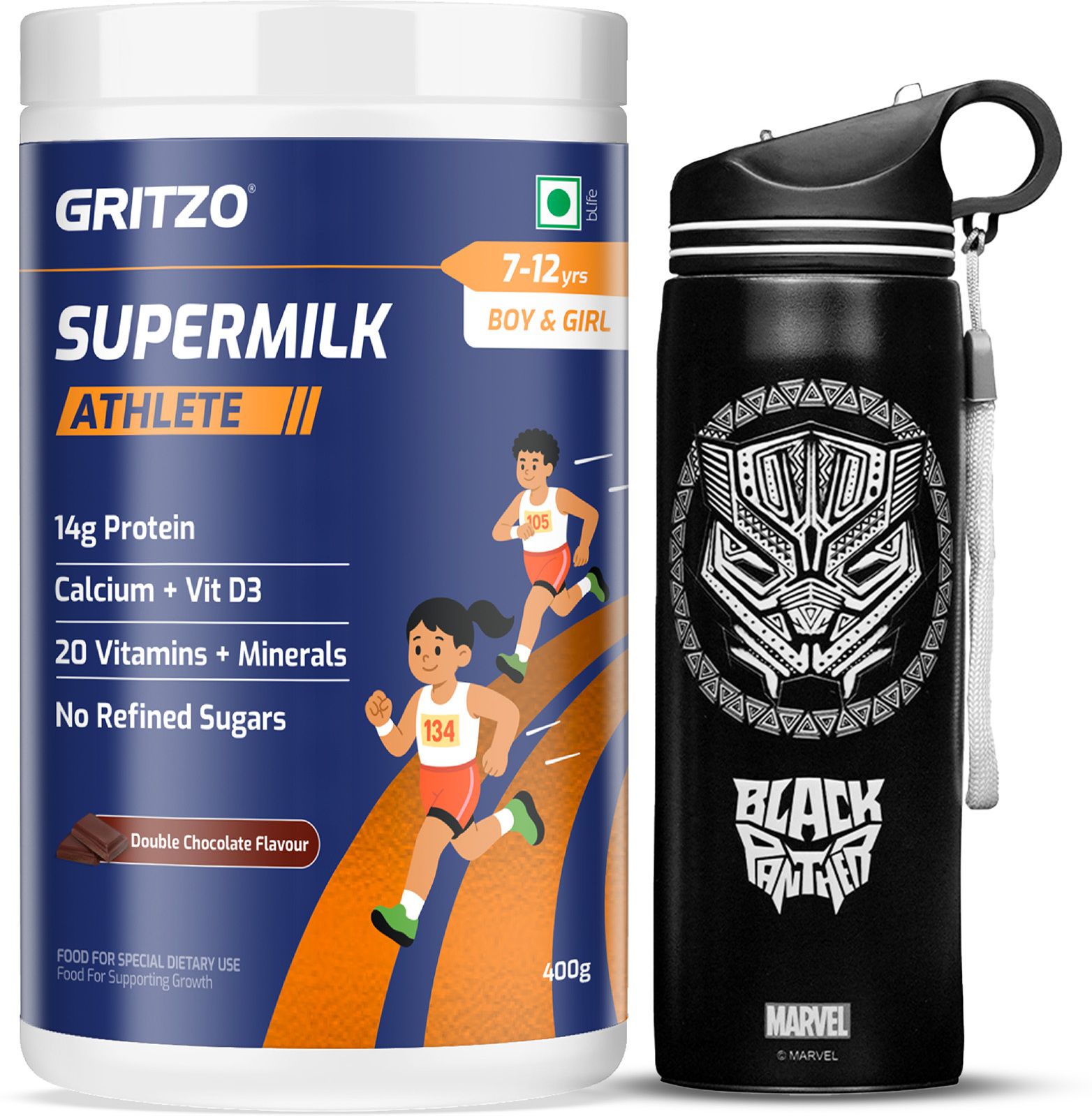 gritzo SuperMilk Athlete (7-12y Boy & Girl), 14g Protein, Double Chocolate with Sipper-picture-16