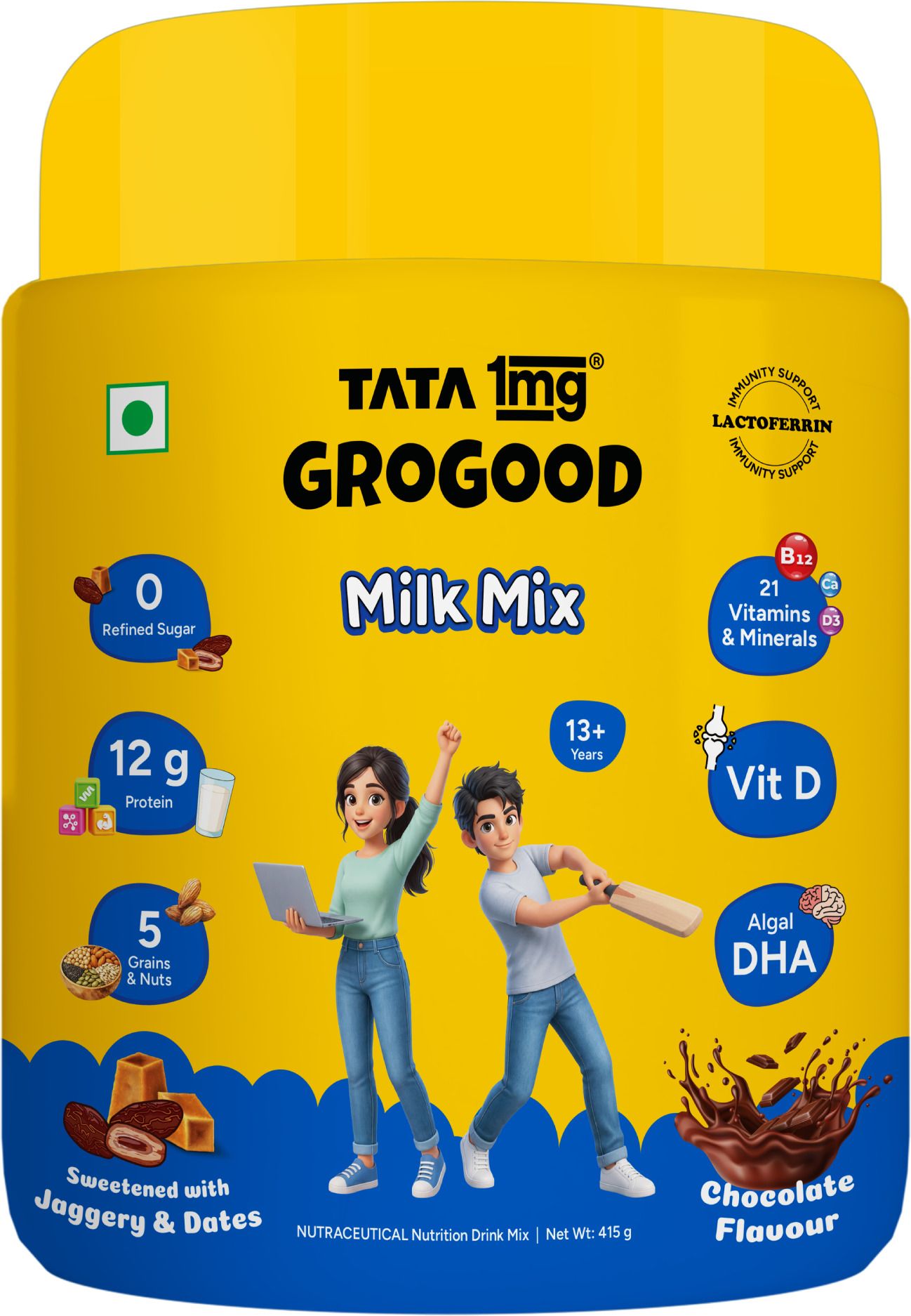 tata 1mg GroGood Kids Milk Mix (13+ Yrs) Kids Protein Powder,9g Protein,No Refined Sugar-picture-10