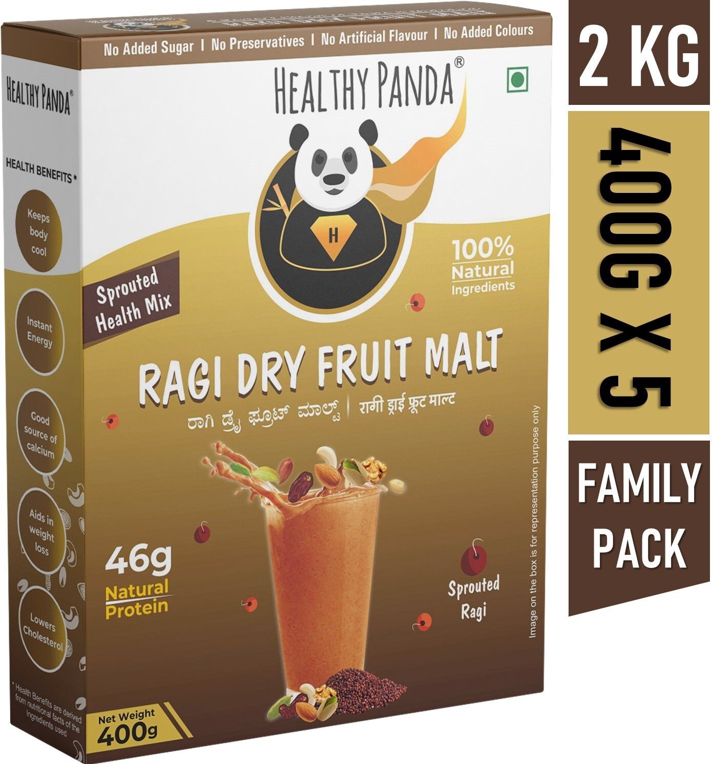 healthy panda ORGANIC SPROUTED SUGAR FREE RAGI DRYFRUIT MALT - CLASSIC MALT FOR ALL AGE-picture-17