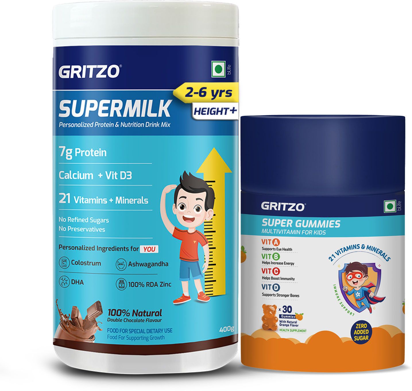 SuperMilk Height+ (2-6y), 7g Protein (Double Chocolate) with Super Gummies-image-5