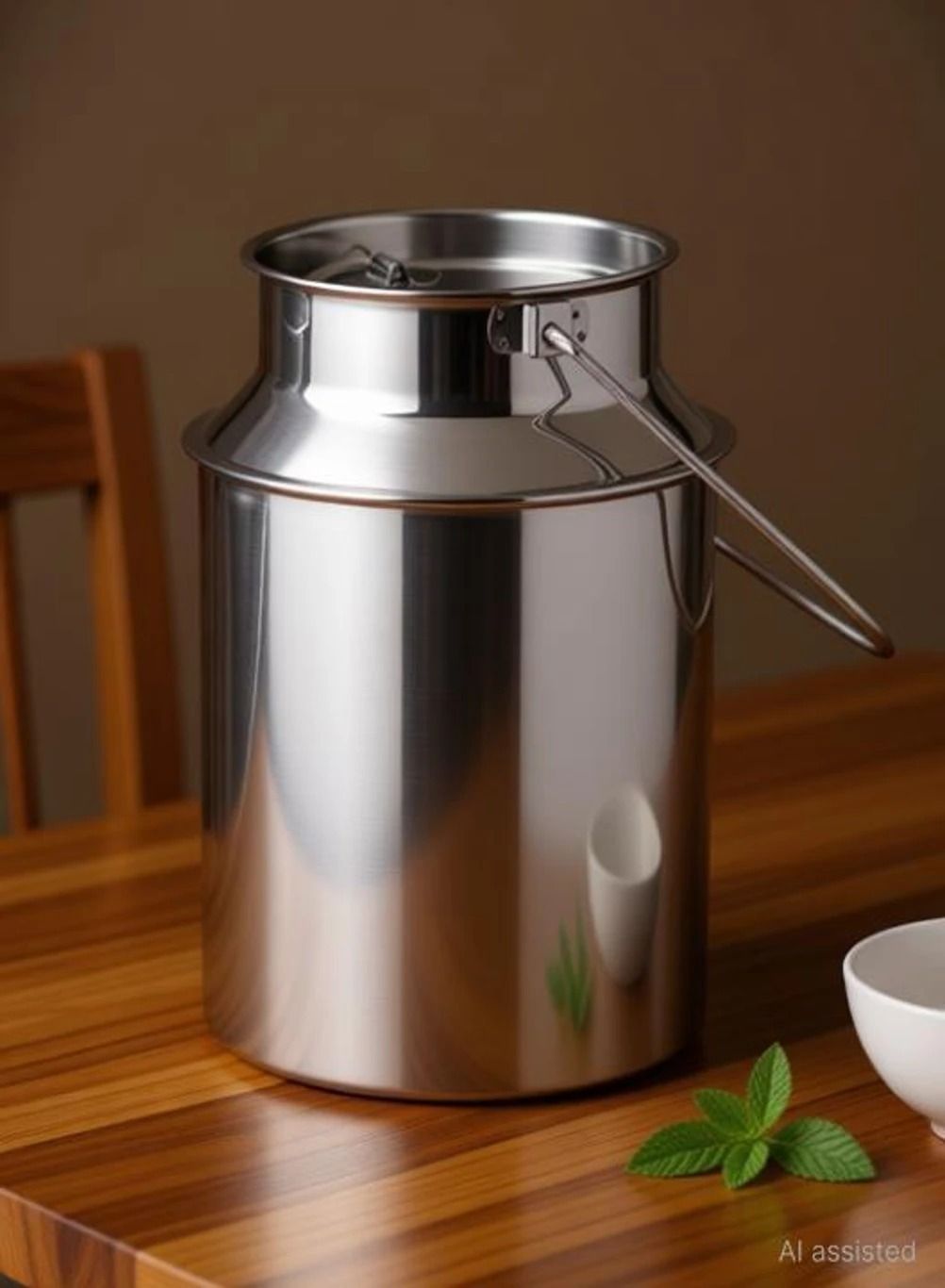 Stainless Steel Ghee can, Oil Container, Milk Pot (Silver) (1 L)-image-36