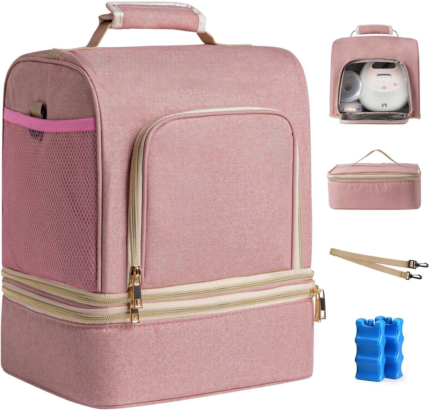 Breast Pump Bag, Double Layer Removable Breast Pump Backpack with Ice Pack-image-15