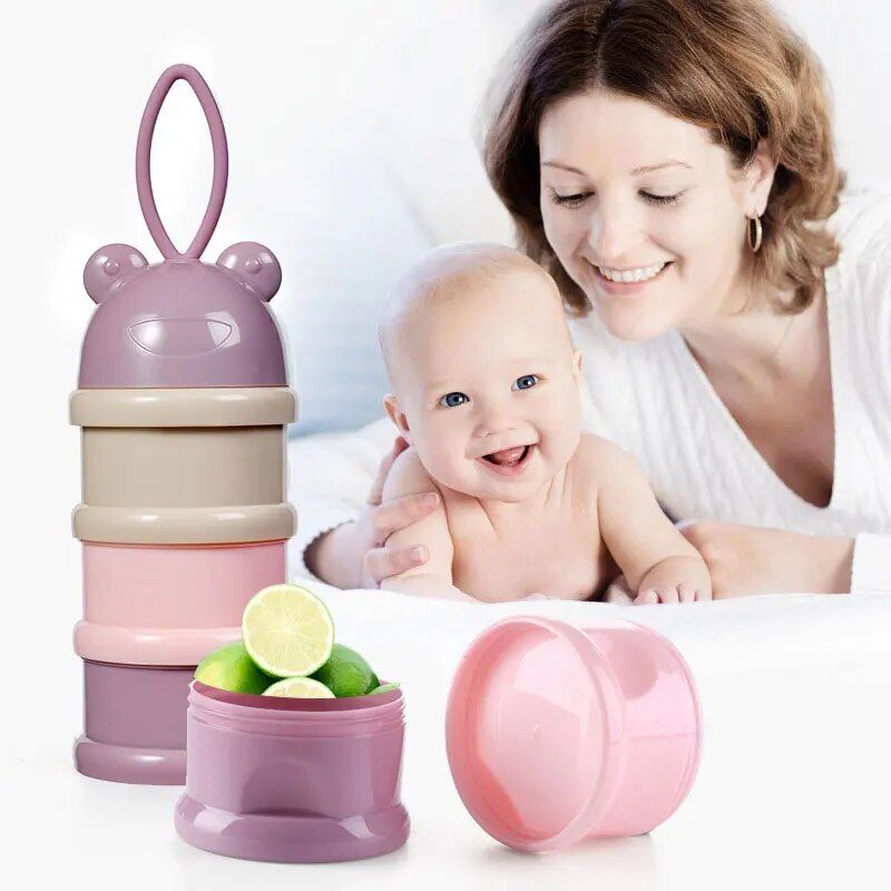 3 Layer Cute Bear Portable Baby Food Milk Powder Storage Box Bottle Container