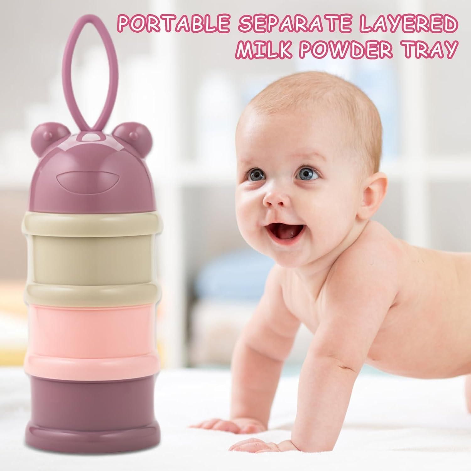 3 Layer Cute Bear Portable Baby Food Milk Powder Storage Box Bottle
