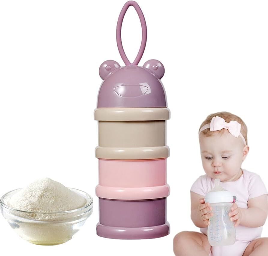 3 Layer Portable Baby Food Milk Powder Storage Box Bottle Container_Purple