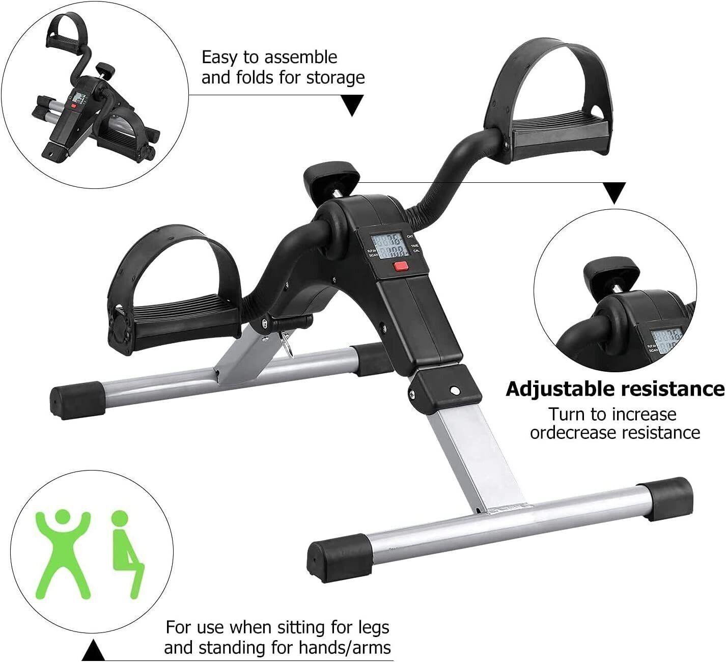 Mini Pedal Exerciser Cycle Folding Pedal Exerciser Cycling Stepper Leg Trainer Mini Pedal Exerciser Cycle-image-1