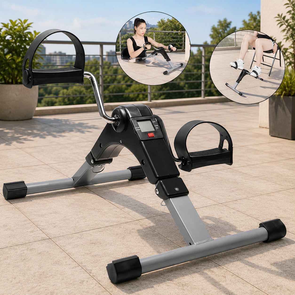 Pedal Exerciser with Foot Massager | Foldable Mini Exercise Cycle for Workout Mini Pedal Exerciser Cycle-image-10