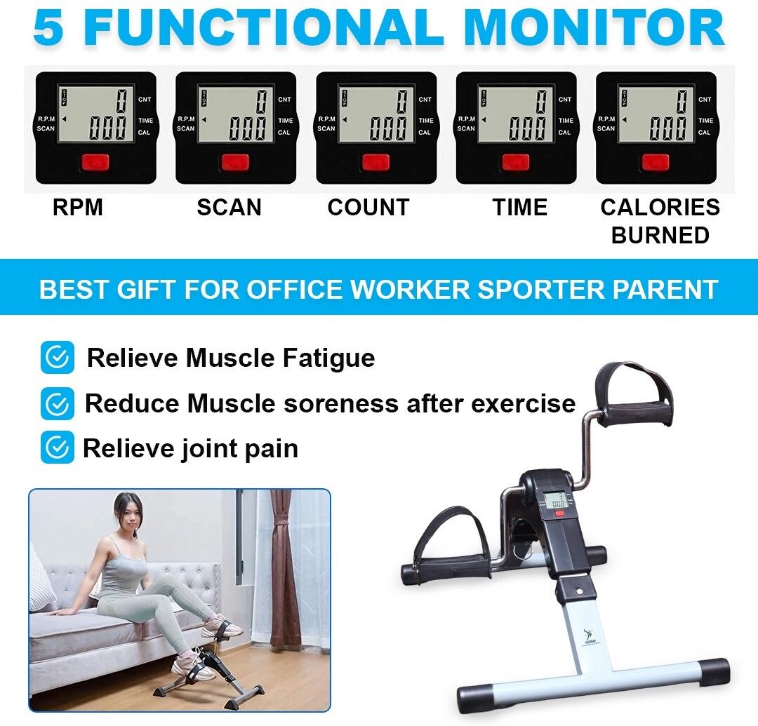 compact storage With Adjustable Resistance LCD Display Calorie Counter Mini Pedal Exerciser Cycle-image-0