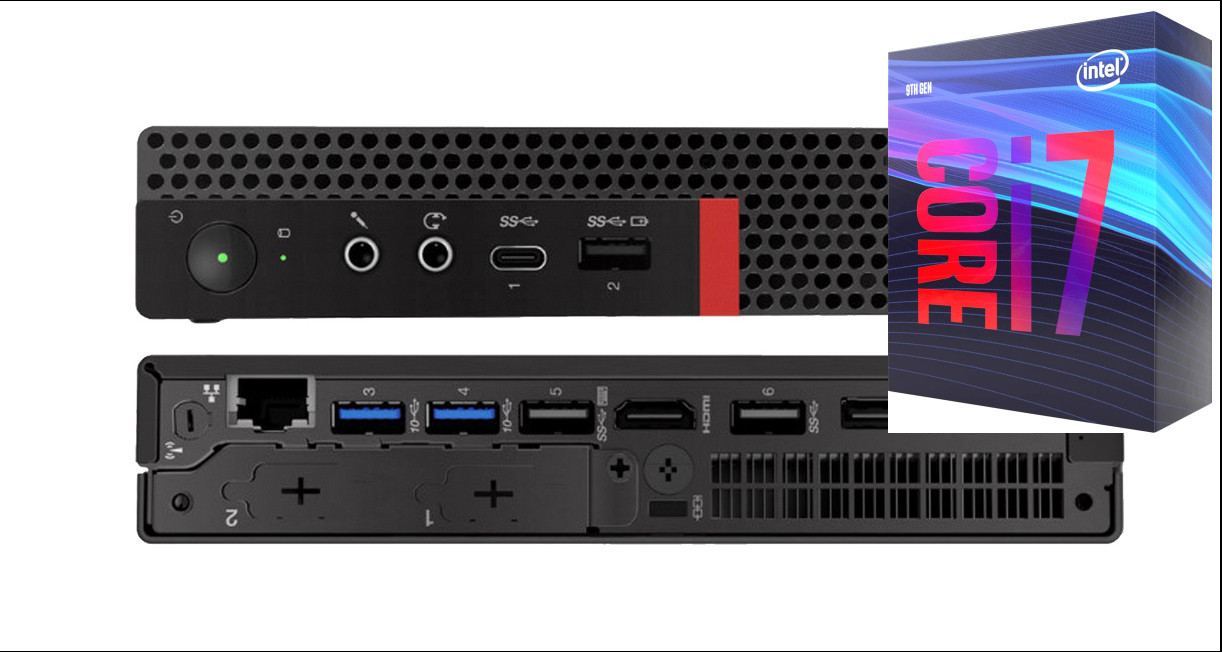 Hayyo ThinkCentre Mini Desktop | Core i7 (9th Gen) [12M Cache, Up to 4.70 GHz] [PKB] Core i7 (9th Gen) Processor (32 GB RAM/Integrated Intel® UHD 4K 630 Graphics/1 TB SSD Capacity/Windows 11 Pro) Mini Gaming Tower with MS Office image 1