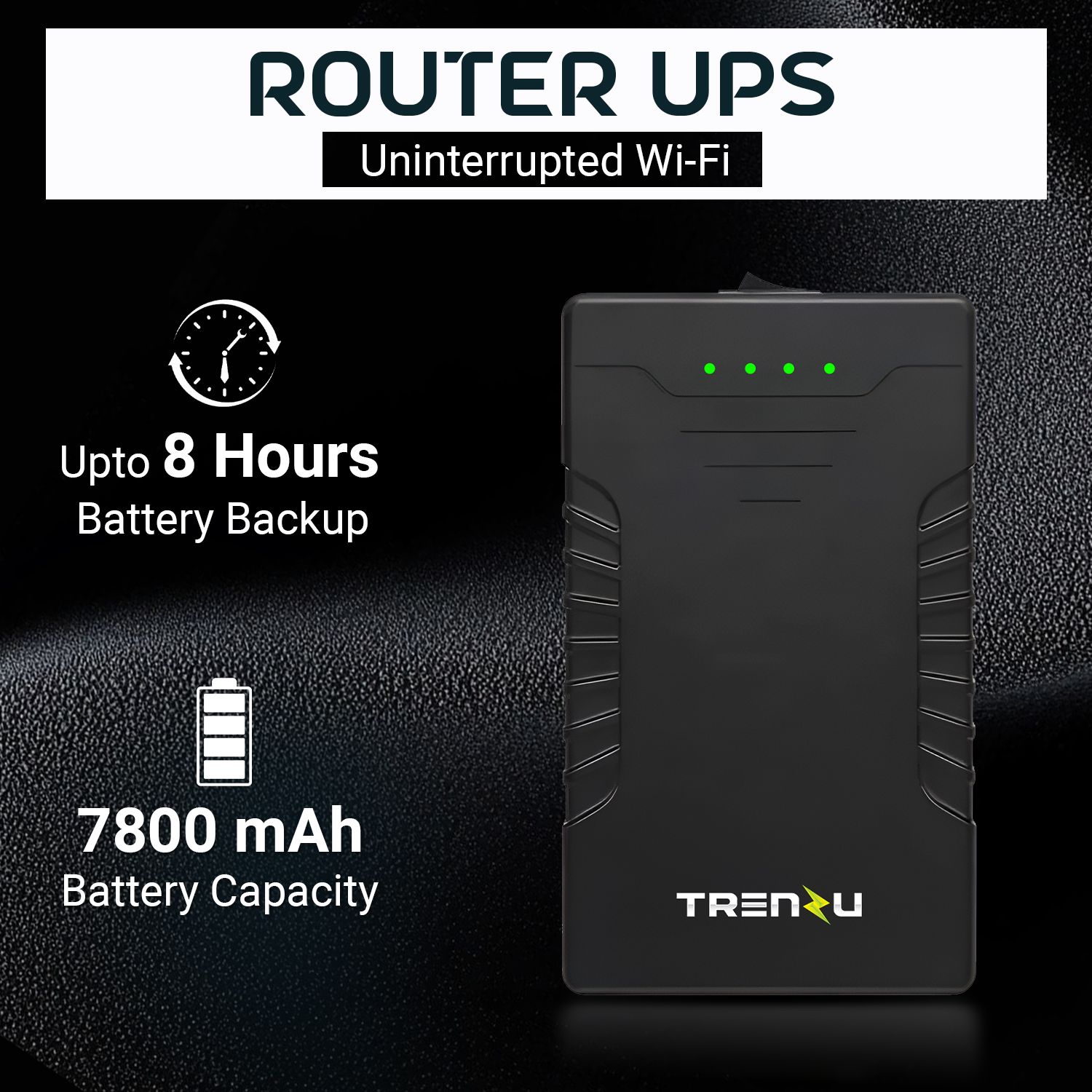 Trenzu 12V Mini UPS for WiFi Router | 6000mAh Battery Backup up to 5 Hours Power Backup for Router-image-46