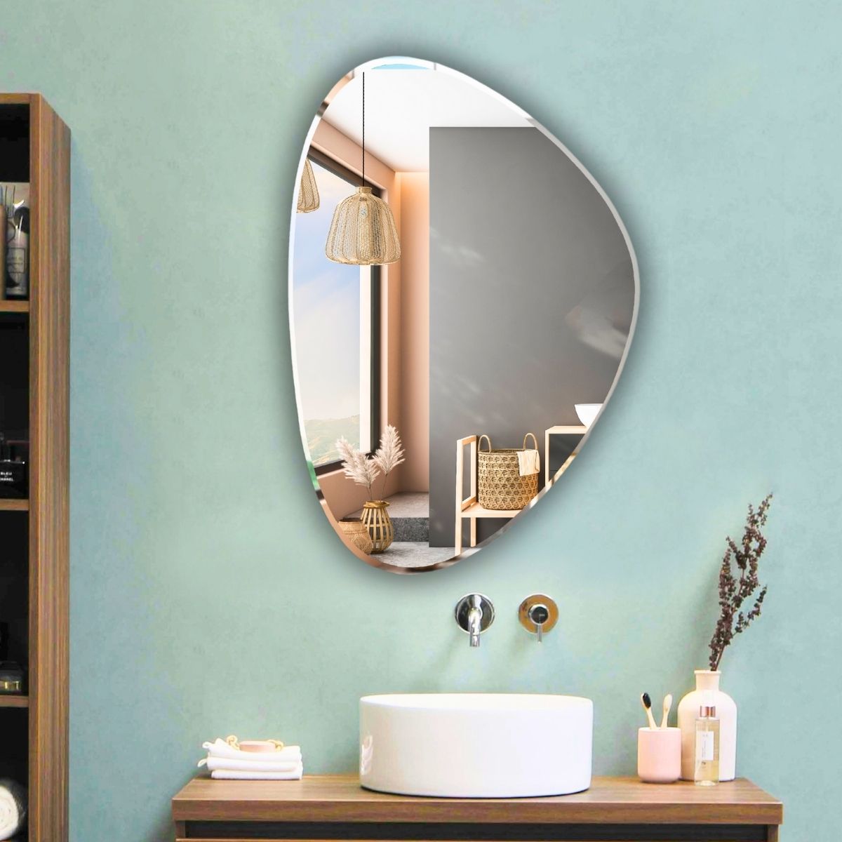 Wall Mirror For Bathroom, Basin Mirror, Mirror For Room, Glass-15”X21”-BM1521A5 Bathroom Mirror-image-19