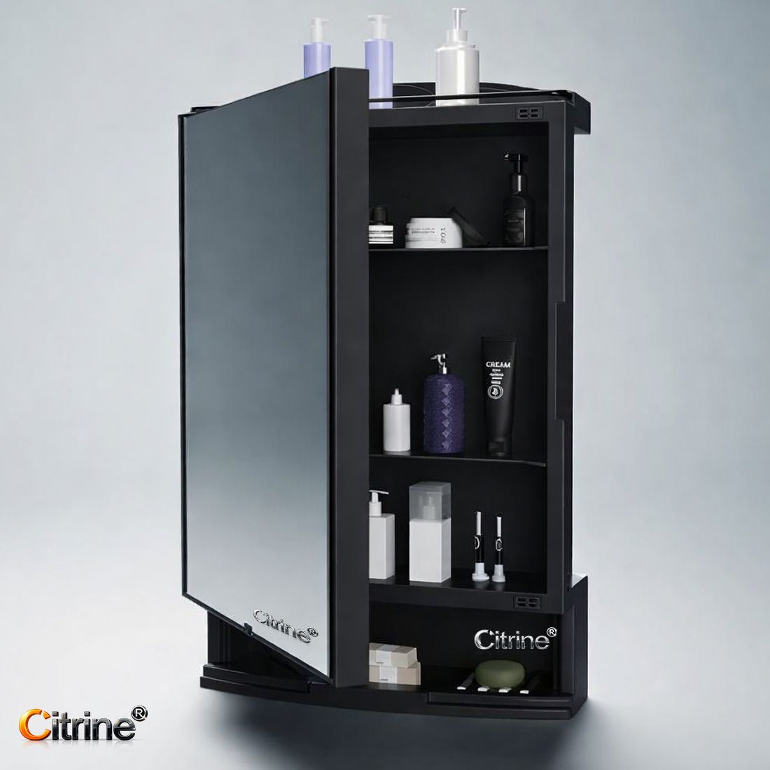 Black Mirror Bathroom Cabinet with Storage | Wall Mounted Medicine Cabinet Bathroom Mirror