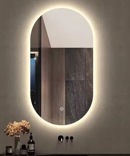 LED ROUND 20"X16" INCH WITH THREE COLOR LIGHTS AND TOUCH SENSOR E4 Bathroom Mirror-image-35