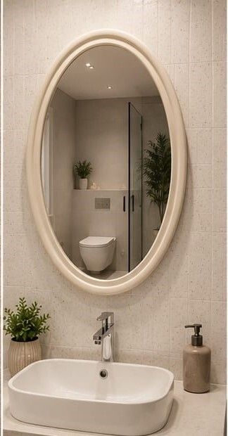 cfw Modern Wall Mirror | Glossy Premium Frame 33x43 Wall Mounted Bathroom Mirror-picture-32