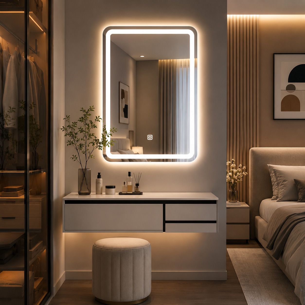 quality glass Bathroom LED Mirror with Touch Sensor, 3 Light Effects AFLED-85 (18 x 24 Inch) Bathroom Mirror-picture-44