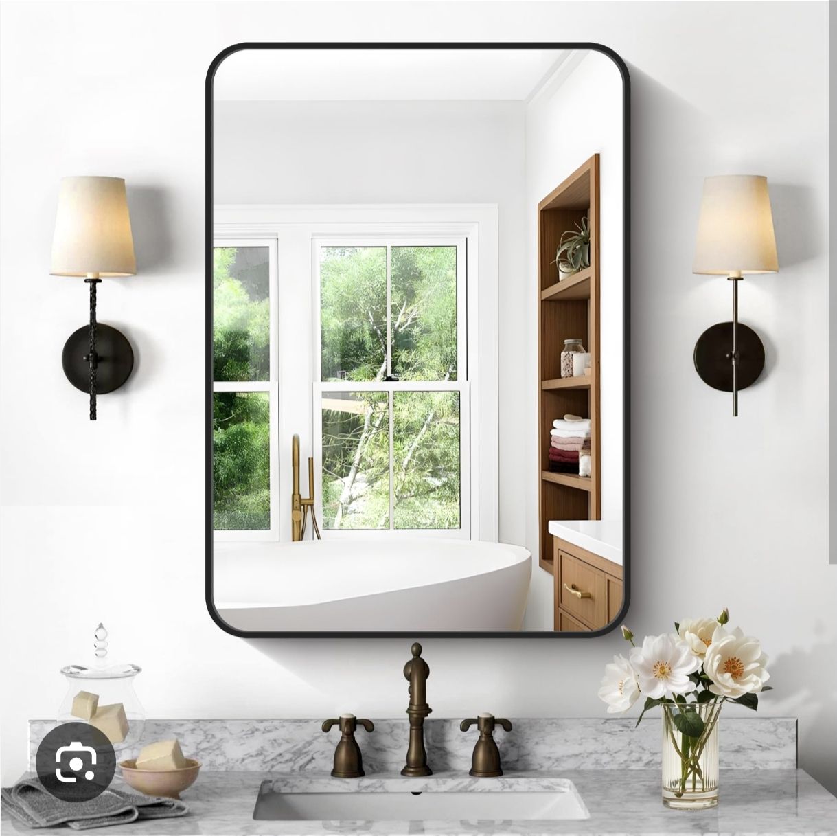 12'X18' Elegant Thin-Frame Black Wall mirror Bathroom Mirror-image-22