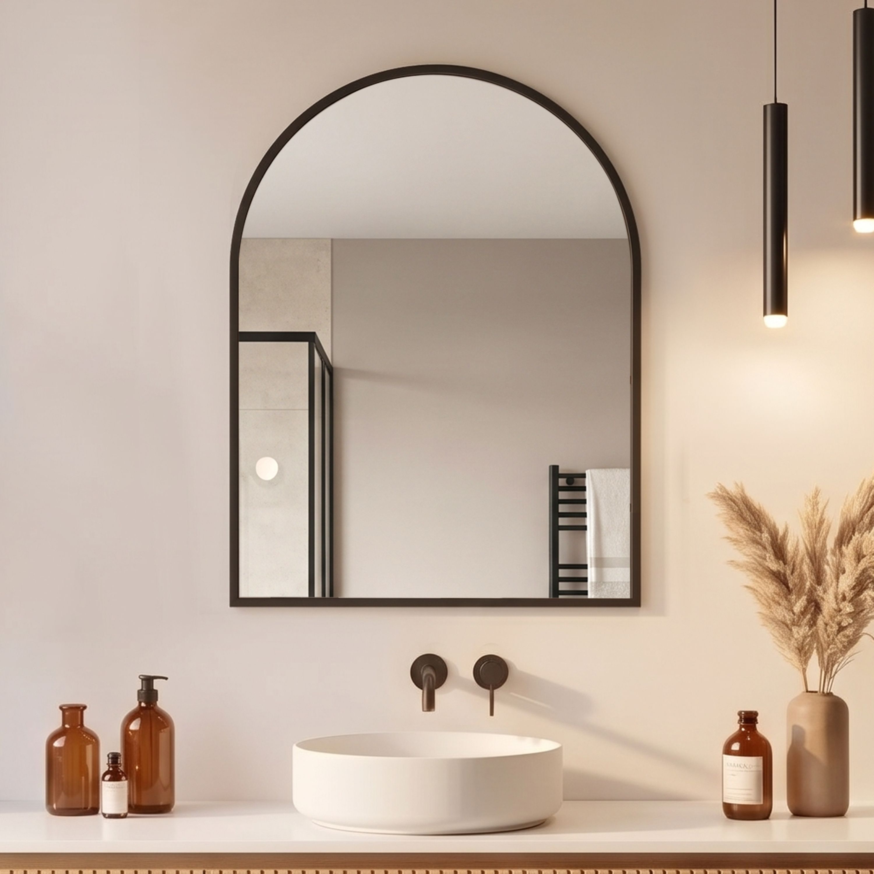 plantex Mirror for Bathroom/Wall Mount Half Capsule Mirror for Bedroom/Dressing Room Bathroom Mirror-picture-14