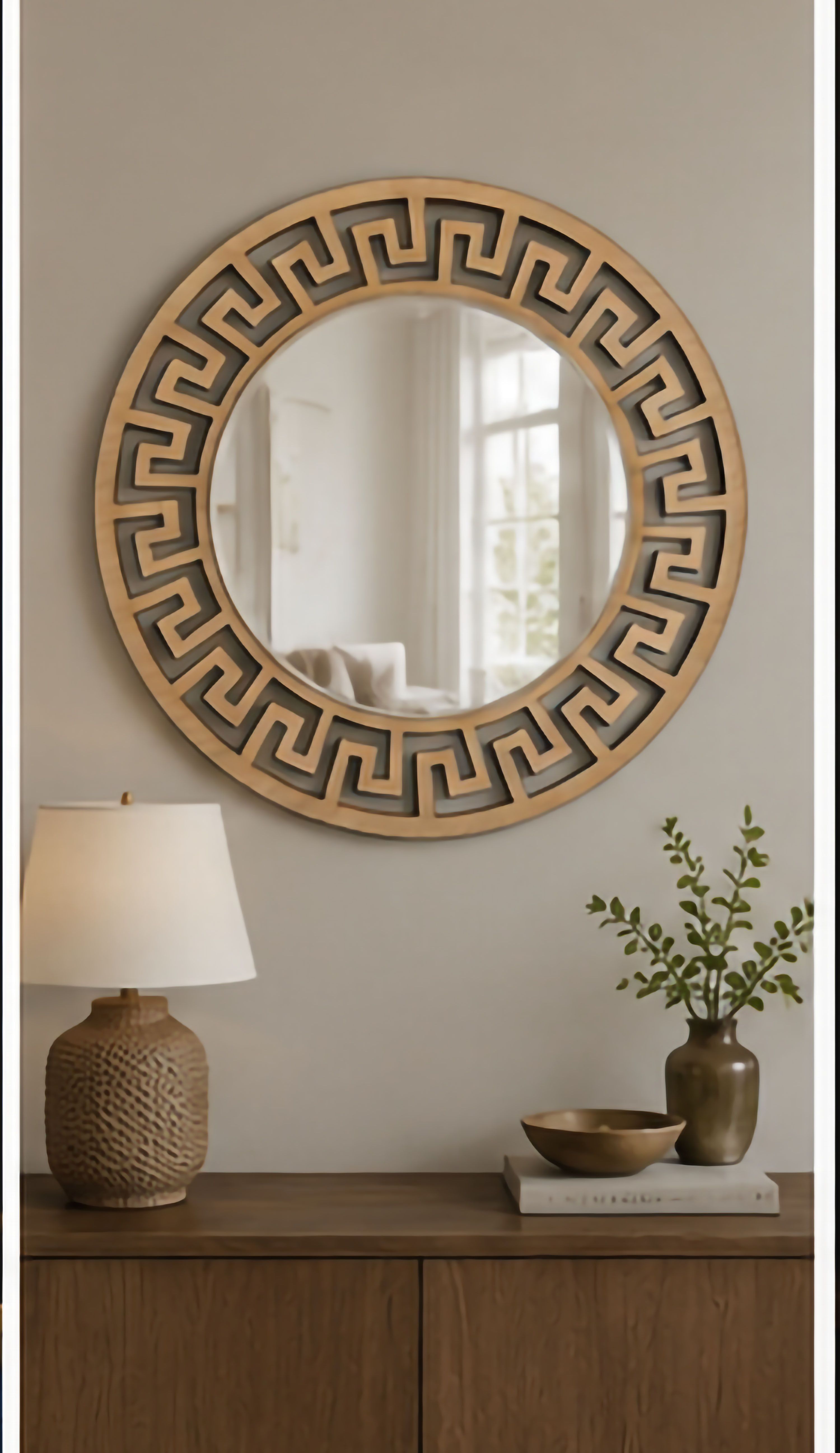 aryaansh Premium Decorative Wall Mirror Greek Style Frame for Modern Home Décor - 16Inch Bathroom Mirror-picture-39