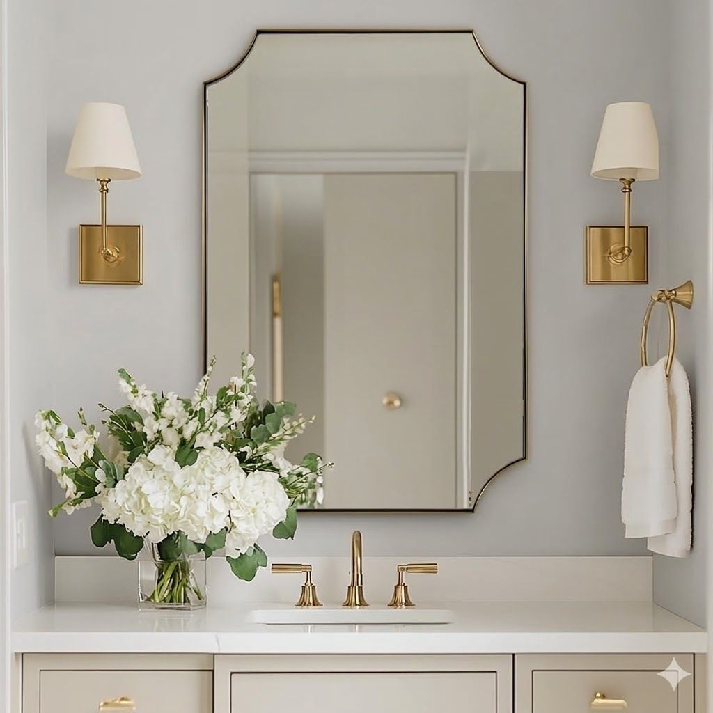 12x18 Inch Rectangle Scalloped Decorative Wall Mirror Bathroom Mirror-image-22