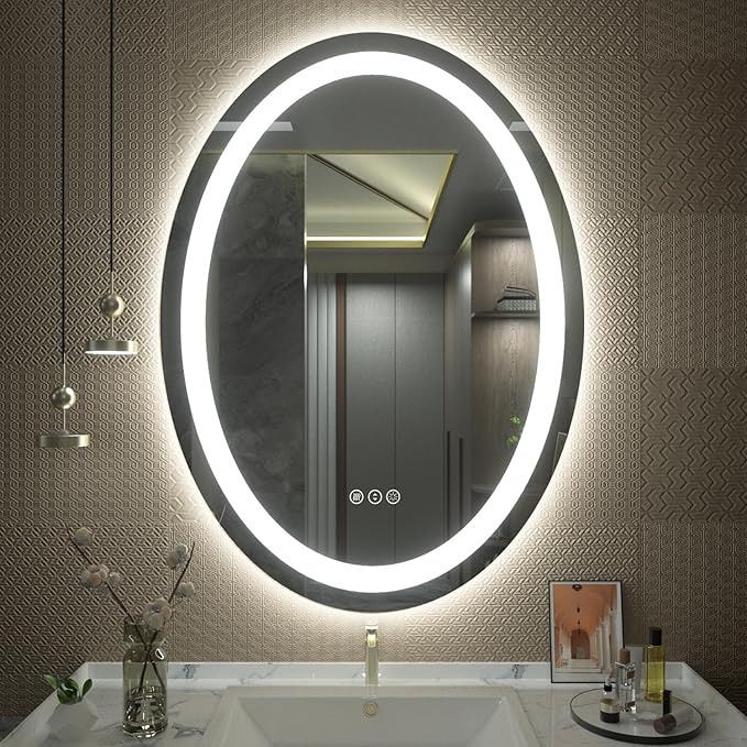 mirrorix 24x18 inch Oval LED Bathroom Mirror | Anti-Fog Dimmable Vanity Mirror Bathroom Mirror-picture-31