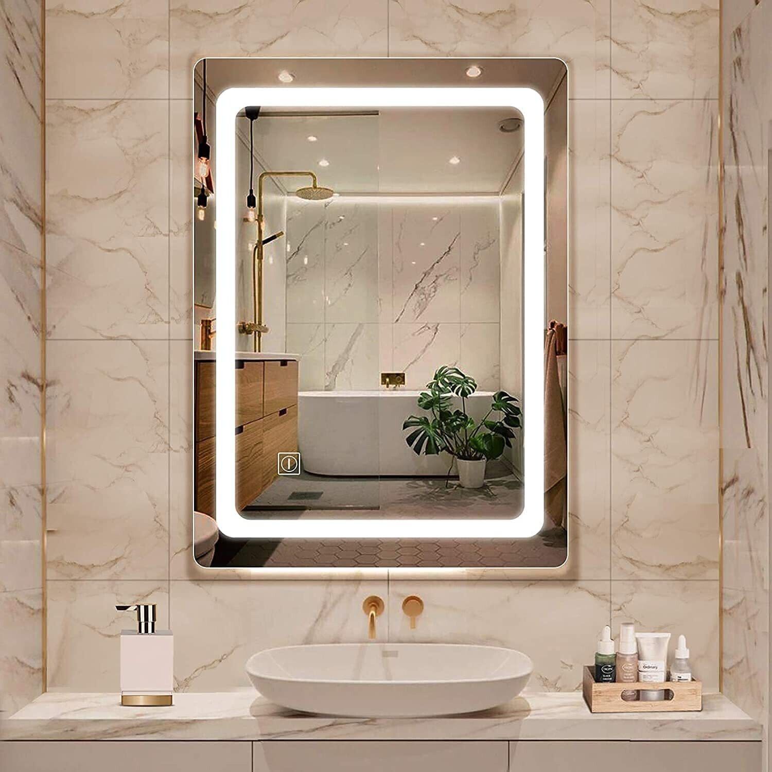 khushi decors 18x24 Inch LED Wall Mirror Glass with Touch Sensor Lights for Home Decor HS10 Bathroom Mirror-picture-11