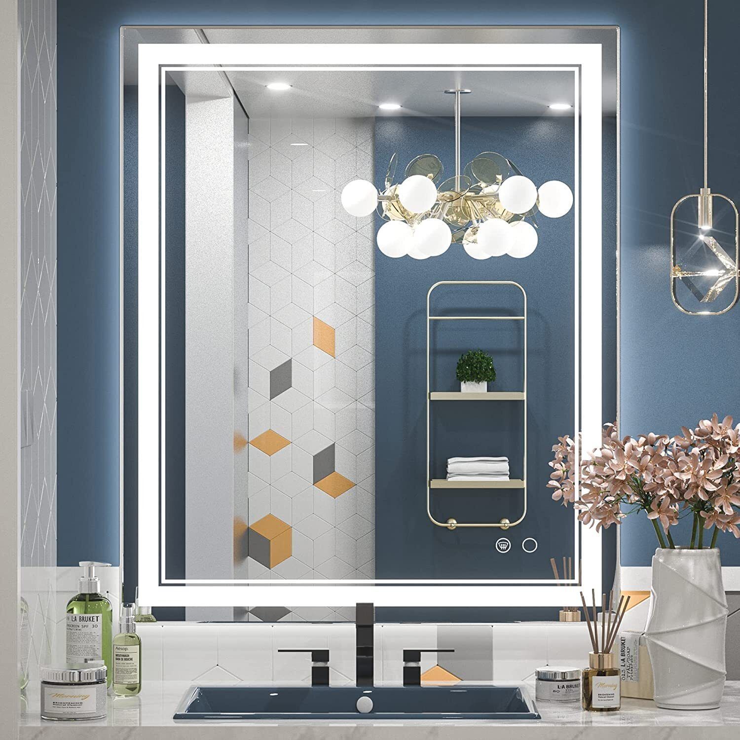 Led Mirror with Light Bathroom Wall Decor Makeup Room 18x24 Inch LT3 Bathroom Mirror-image-15
