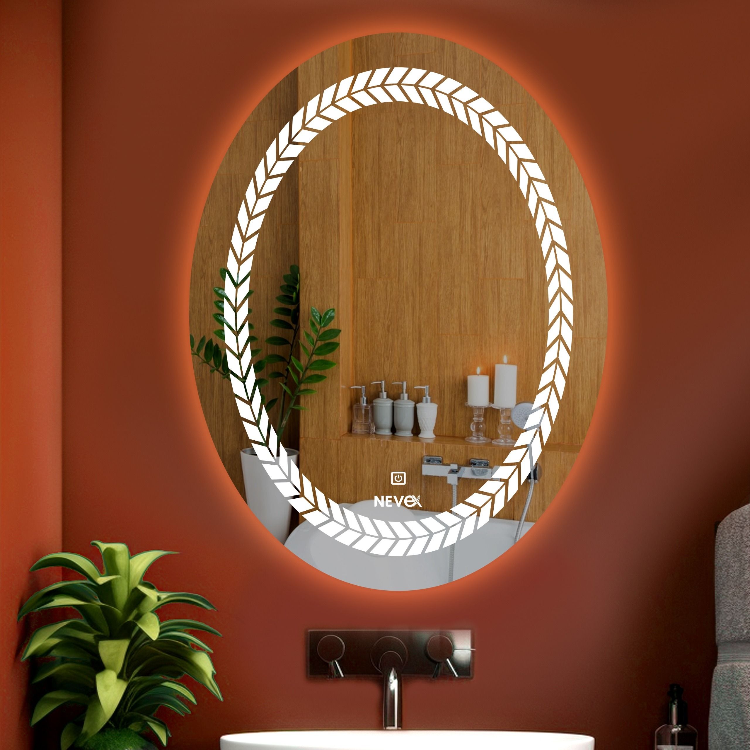 luppra 18X24 inch Oval Wall Mounting Mirror with Light Bathroom Mirror-picture-28