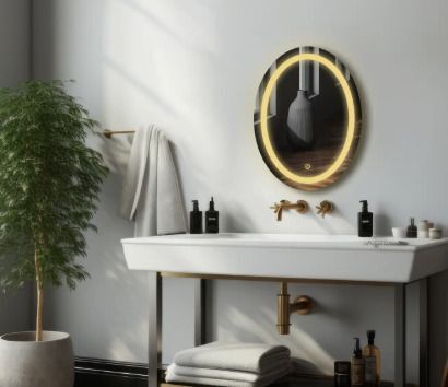 krelix ELEGANT OVAL MIRROR WITH THREE COLOR LED LIGHTS AND TOUCH SENSORS 16"X21" FR1Q Bathroom Mirror-picture-15