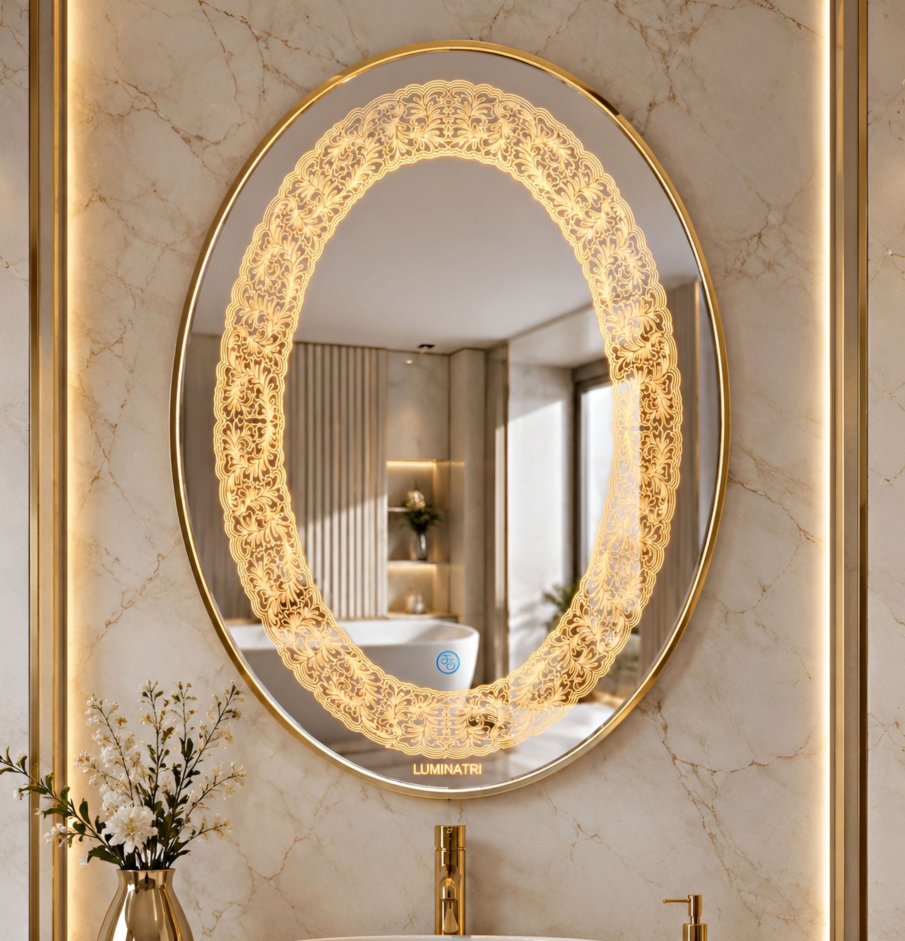 18x24 Inch Oval LED Wall Mirror Glass with Touch Sensor Lights Decorative Mirror Bathroom Mirror-image-39